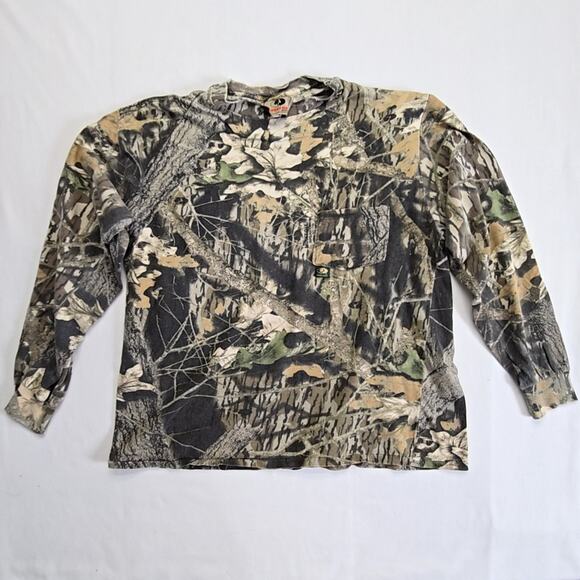 Vintage Mossy Oak Break-Up Camo Long Sleeve Shirt Mens Large Hunting Green Tee - Picture 1 of 13